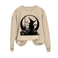 thumbnail image 6 of Mifsaly Halloween Sweatshirts for Women Witch Silhouette Graphic Pullover Tops Comfortable Loose Casual Fall Holiday Festival Sweatshirt Khaki,L, 6 of 6