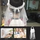 thumbnail image 4 of GAXIRE Velo de dos capas para niña de las flores, corona blanca para el pelo de comunión y boda (blanco), 4 of 6