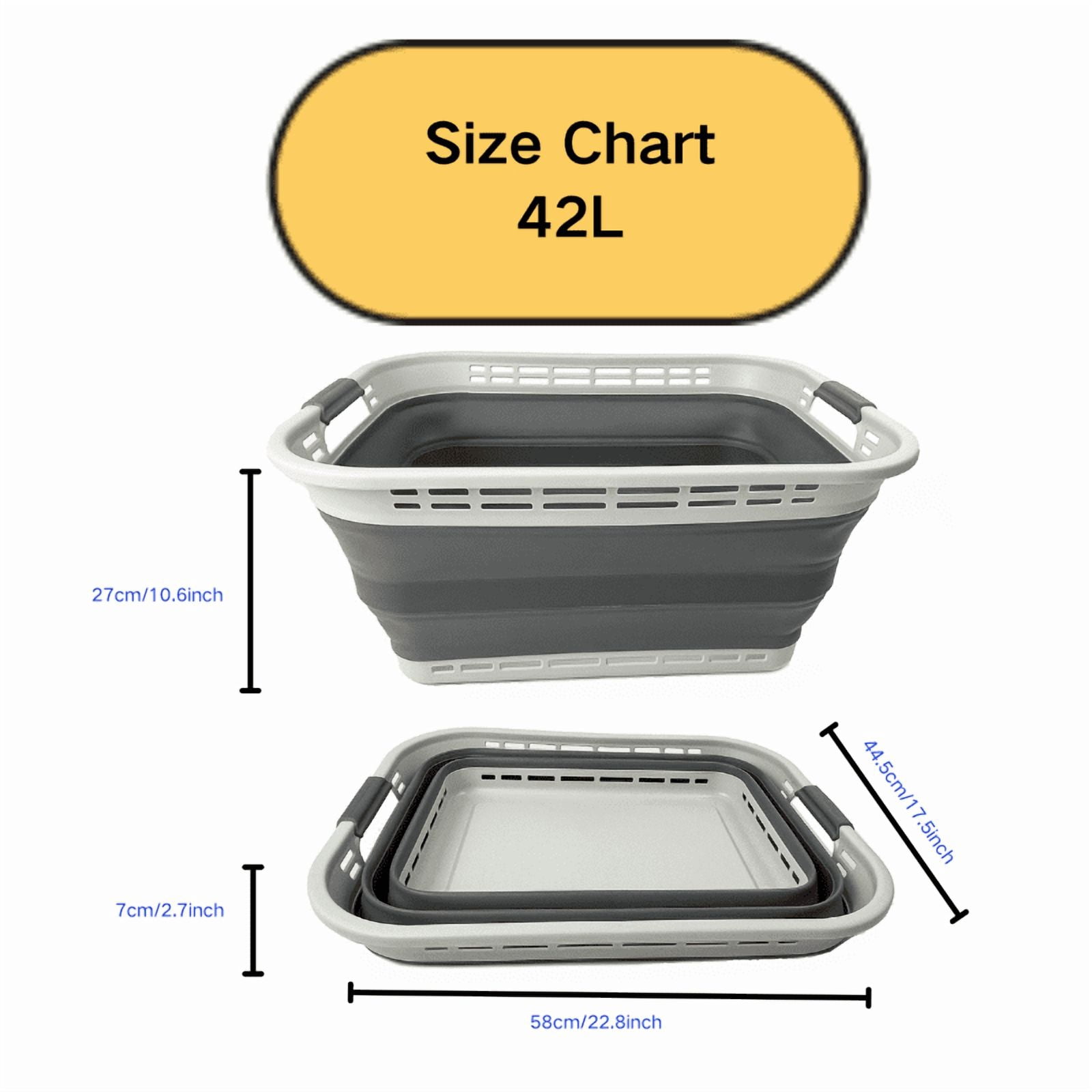 SAMMART 42L (11 Gallons) Collapsible Plastic Laundry Basket - Foldable Pop Up Storage Container/Organizer - Portable Washing Tub - Space Saving Hamper/Basket