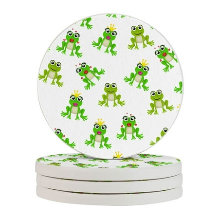 

Circular Drink Coasters Set Frog Beautiful Home Decor Diatomite Heat-Resistant Diatomite Protect Table Countertop