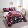 thumbnail image 2 of Castle Fairy Stylish Black Girl Twin Bedding 7-Piece,Music Makeup Print Bedding Comforter Set,Purple, 2 of 7
