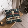 thumbnail image 3 of DouZhe Velvet Decorative Throw Pillow Covers Set of 2, Soft Square Cushion Cover with Invisible Zipper Vintage Ethnic Boho Bull Skulls Printing, 16"x16", 3 of 7