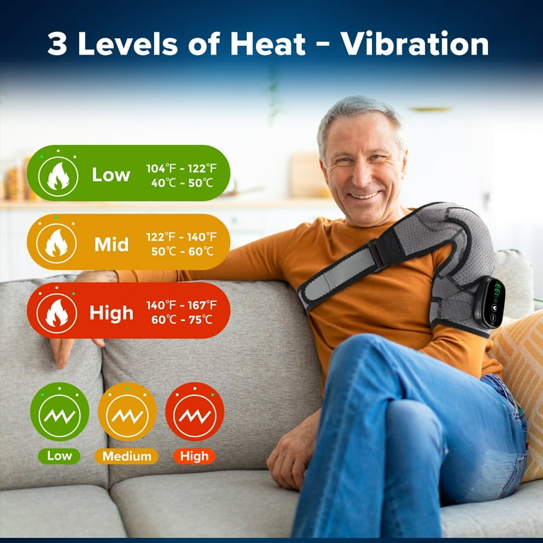 Heated Shoulder Wrap, Cordless Shoulder Heating Pad with Massage, Arm Heating Pad, Shoulder Massager with 3 Heat & Vibration Levels, 5000mAh Battery Heated Shoulder Wrap, Cordless Shoulder Heating Pad with Massage, Arm Heating Pad, Shoulder Massager with 3 Heat & Vibration Levels, 5000mAh Battery
