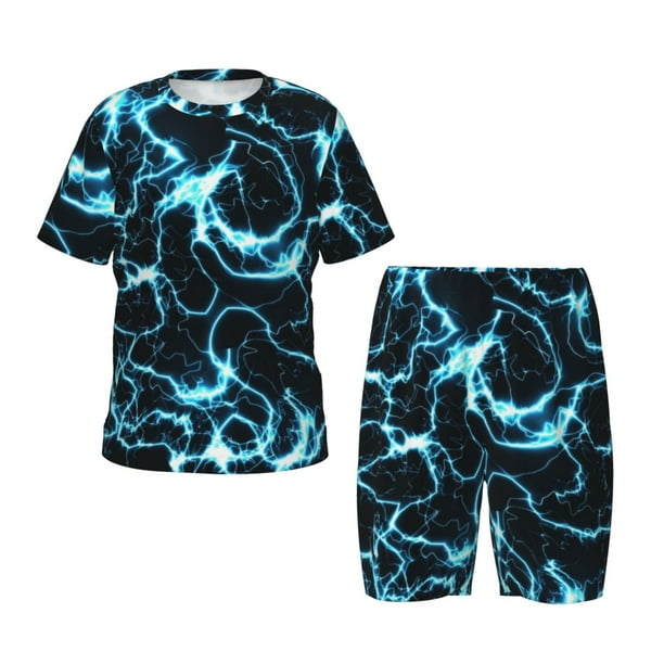 Balery Lightning Conjunto de Pijama Infantil de Manga Corta con Estampado – Ropa de Dormir de Algodón Suave-Small