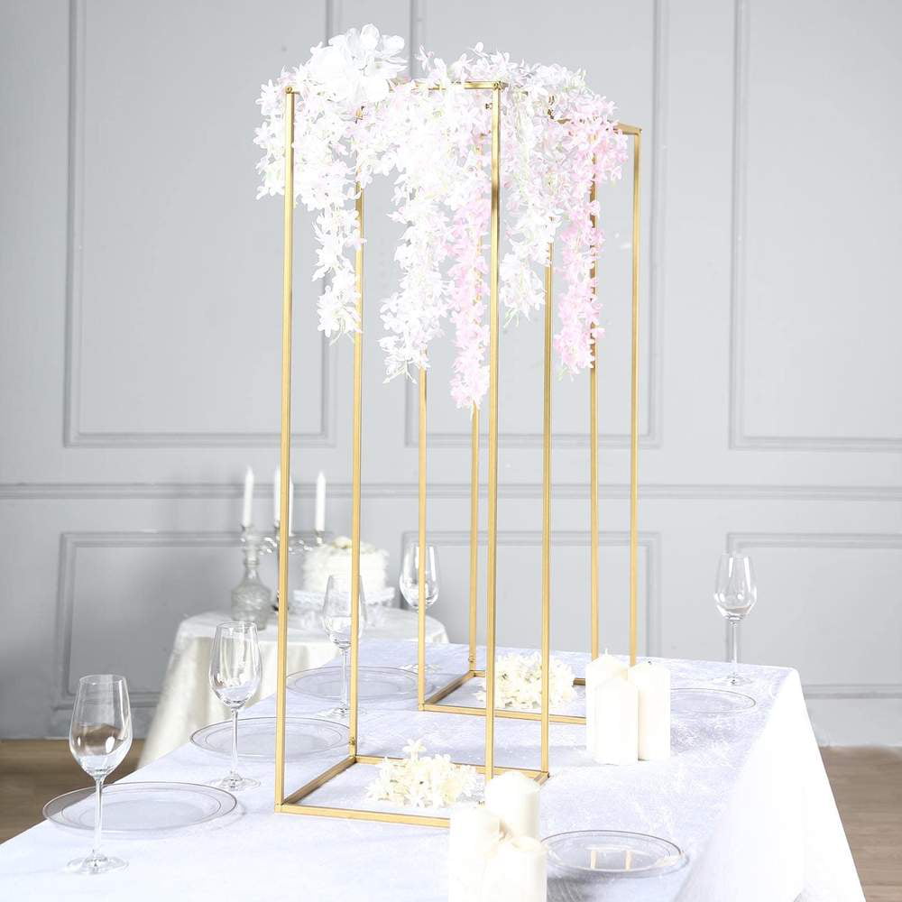 2 Pack | 8 Square Gold Metal Wedding Flower Stand 
