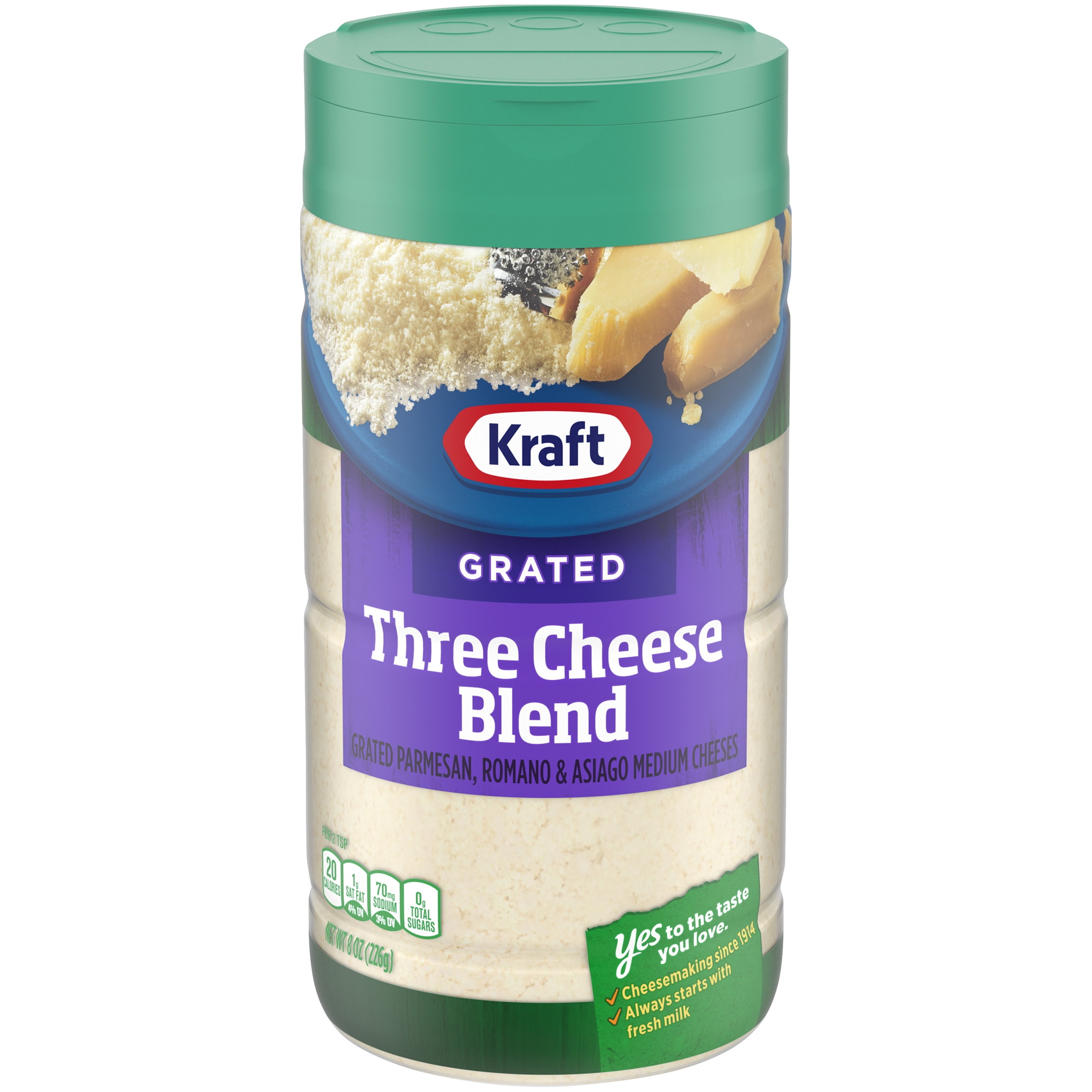 Kraft Three Cheese Blend Grated Cheese, 8 oz Shaker