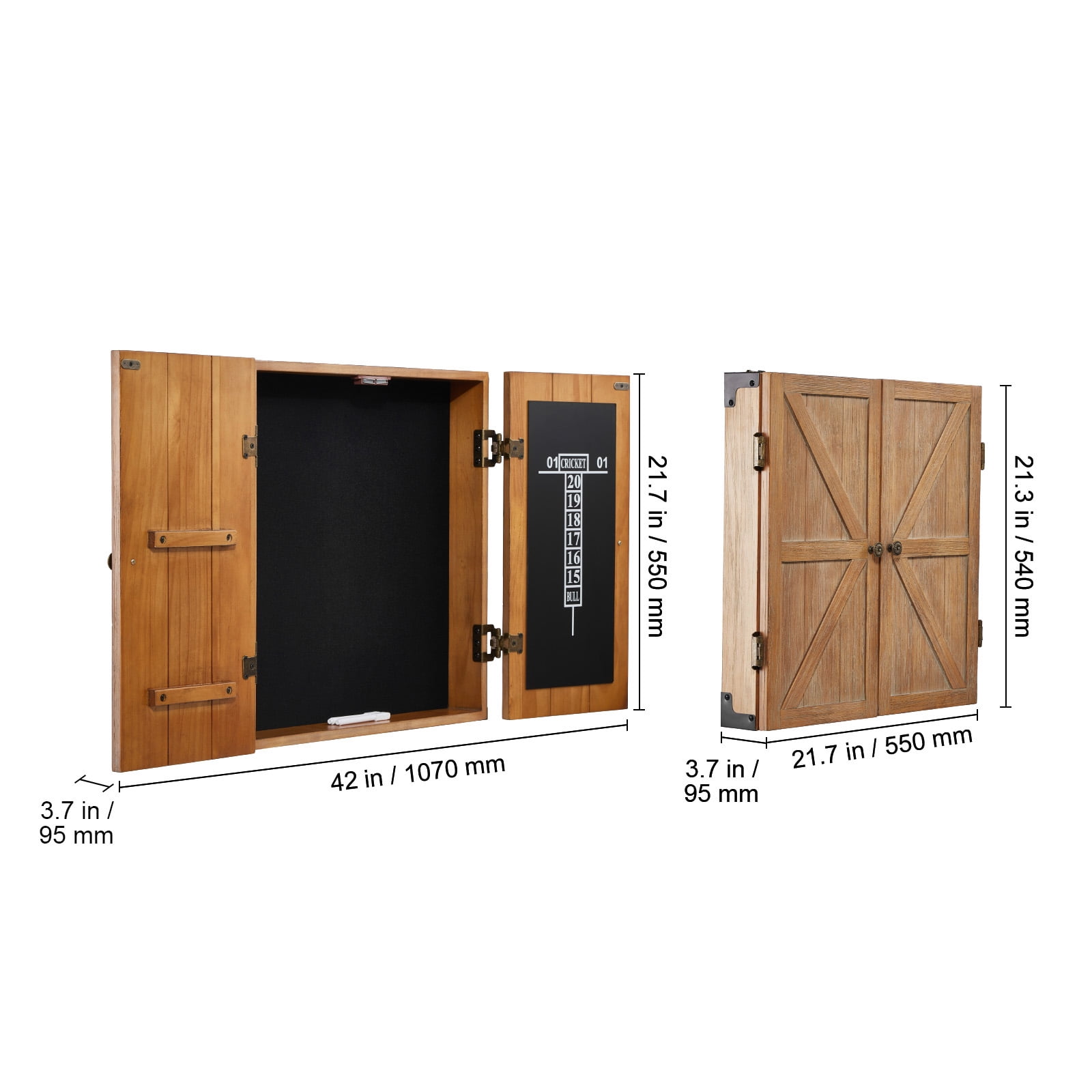 KFFKFF Dartboard Housing, Robust Timber Dartboard Housing Kit, Standard Size Concealed Cabinet with Scoring System and Extras, Offers Simple Installation,for Cricket Matches (Dartboard Excluded)