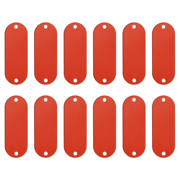 Uxcell Aluminum Blank Tags with 2 holes Metal Stamping Blanks Pet ID Label with Key Rings Red 20Pcs