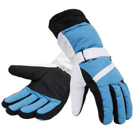 Mens Thinsulate Lined Winter Waterproof Ski Gloves,Blue White