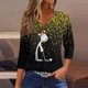 thumbnail image 1 of Puntoco Camiseta informal con cuello en V y botones con estampado navideño de moda para mujer, blusa holgada de manga 3/4, 1 of 5