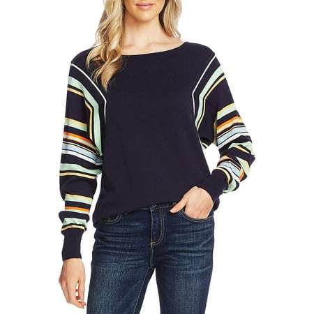 Vince Camuto Women's Dolman Sleeve Cotton Blend Sweater Blue Size Small