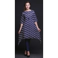 thumbnail image 3 of Bimba Blue Feathers & Anemone Floral Women Kurtas Ethnic Printed Asymmetric Summer Wear Tops For Women Medium, 3 of 6
