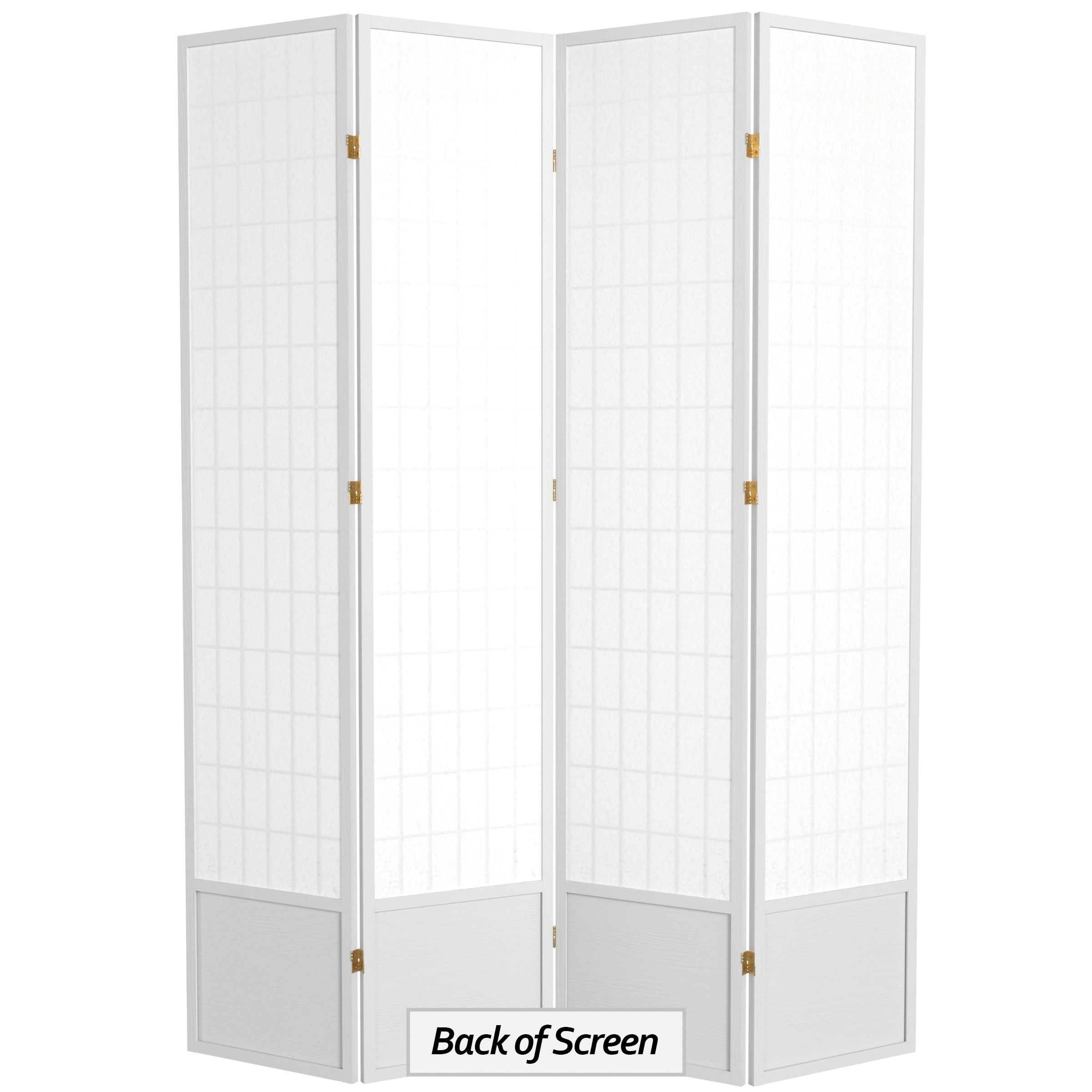 Red Lantern 7 ft. Tall Window Pane Shoji Screen - White - 4 Panels