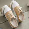 thumbnail image 4 of Zapatos de lona de caña baja, zapatos planos informales para estudiantes, zapatos de mujer con pedales, zapatos blancos pequeños, 4 of 6
