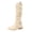 Beige, variant on Joykidd Low Block Heel Mid‑Calf Boots Round Toe Faux Suede Side Zipper Tall Boots Strap Clasp Slouch Wrinkle Shaft Retro Street Fall Winter Wear Outdoor Casual Outings