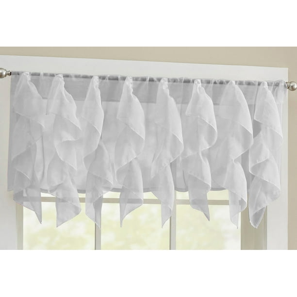 Sheer Voile Vertical Ruffle Window Kitchen Curtain 12
