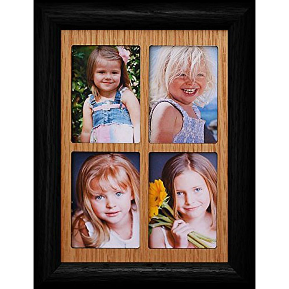 2X3 Wallet Window Picture Oak Mat & Frame Holds 4Portrait 2X3 Wallet