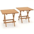 thumbnail image 1 of Costway 2 PCS Patio Folding Side Table Indonesia Teak Wood Square Slatted Tabletop Portable Picnic, 1 of 9
