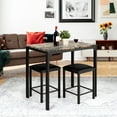 thumbnail image 2 of Costway 3 PCS Counter Height Dining Set Faux Marble Table 2 Chairs Kitchen Bar Brown, 2 of 12