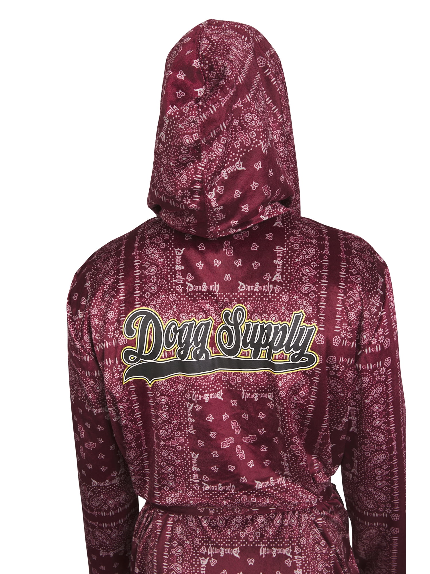 Dogg Supply by Snoop Dogg Men's Long Sleeve Microfleece Hooded Lounge Robe with Pockets