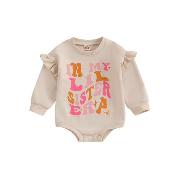 Bagilaanoe Newborn Baby Girl Oversized Romper Sweatshirt Long Sleeve Bodysuits Letter Print Pullover 6M 9M 12M 18M Infant Casual Tee Tops