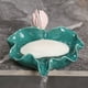 thumbnail image 5 of Jabonera de cerámica con forma de hoja de loto verde, autodrenante, decorativa, para cocina, baño y ducha., 5 of 6