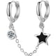 thumbnail image 1 of Pendiente de cadena para mujer Pendiente de cadena colgante con doble piercing para mujer Pendiente de estrella, 1 of 6