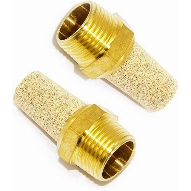 2 Pack Air Pneumatic Muffler 3/8 Inch NPT Male Brass Flow Control Silencer