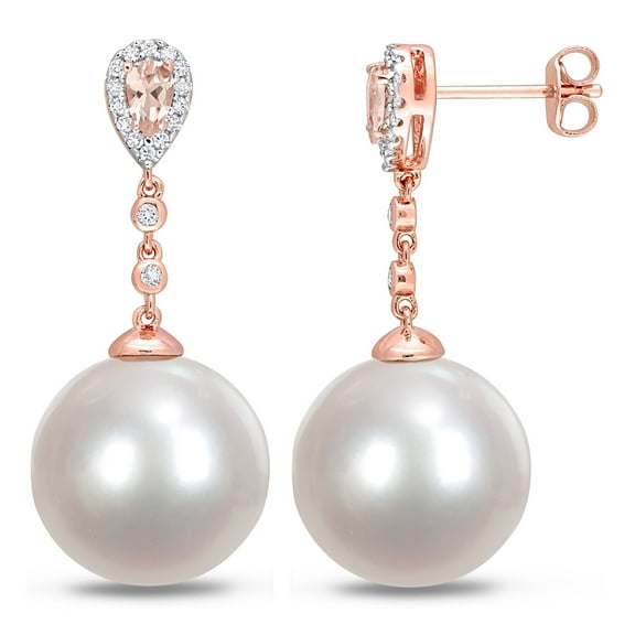 Everly Women's Cultured Pearl Rose Gold Plated Earrings