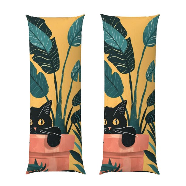 Fotbe Cat Hiding In Potted Plants Funda para Almohada Corporal con Diseño, Funda de Microfibra Ultrasuave de 20x54 Pulgadas, Ropa de Cama Elegante