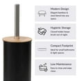 thumbnail image 6 of Black Metal Toilet Brush and Holder Set With Bamboo Lid, 6 of 8