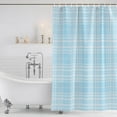 thumbnail image 6 of 72x78 Inch Shower Curtain Buffalo Plaid Bathroom Decor, Waterproof Fabric Bathtub Bath Curtains Decorative Sky Blue Cyan Farmhouse Gingham Striped Extra Long Shower Curtain Set with Hooks, 6 of 7