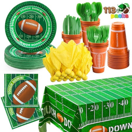 JOYFY 113 football themed party supplies set, suitable for 16 people, including cups, paper plates
