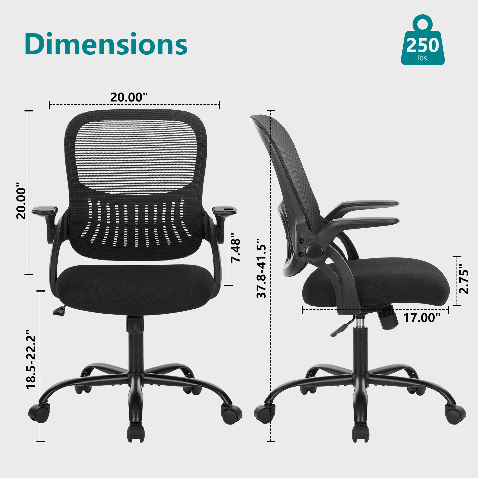 MAYEERTY Ergonomic Office Chair for Standing Desk with Adjustable Height, Computer Desk Chairs, Movable Armrest, Black