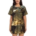 thumbnail image 1 of Fotbe Dinosaur Bald Eagle Conjunto de Pijama Estampado para Mujer, 2 Piezas, Ropa de Dormir con Camiseta de Manga Corta y Shorts Suaves-XX-Large, 1 of 6