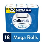 Cottonelle Clean Care Toilet Paper, 18 Mega Rolls, 340 Sheets per Roll (6,120 Total)