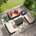 thumbnail image 6 of Homall 8 Pieces Rattan Patio Furniture Conversation Set with 43" Gas Propane 50000 BTU Fire Pit Table Outdoor Sectional Sofa for Backyard,Beige, 6 of 9
