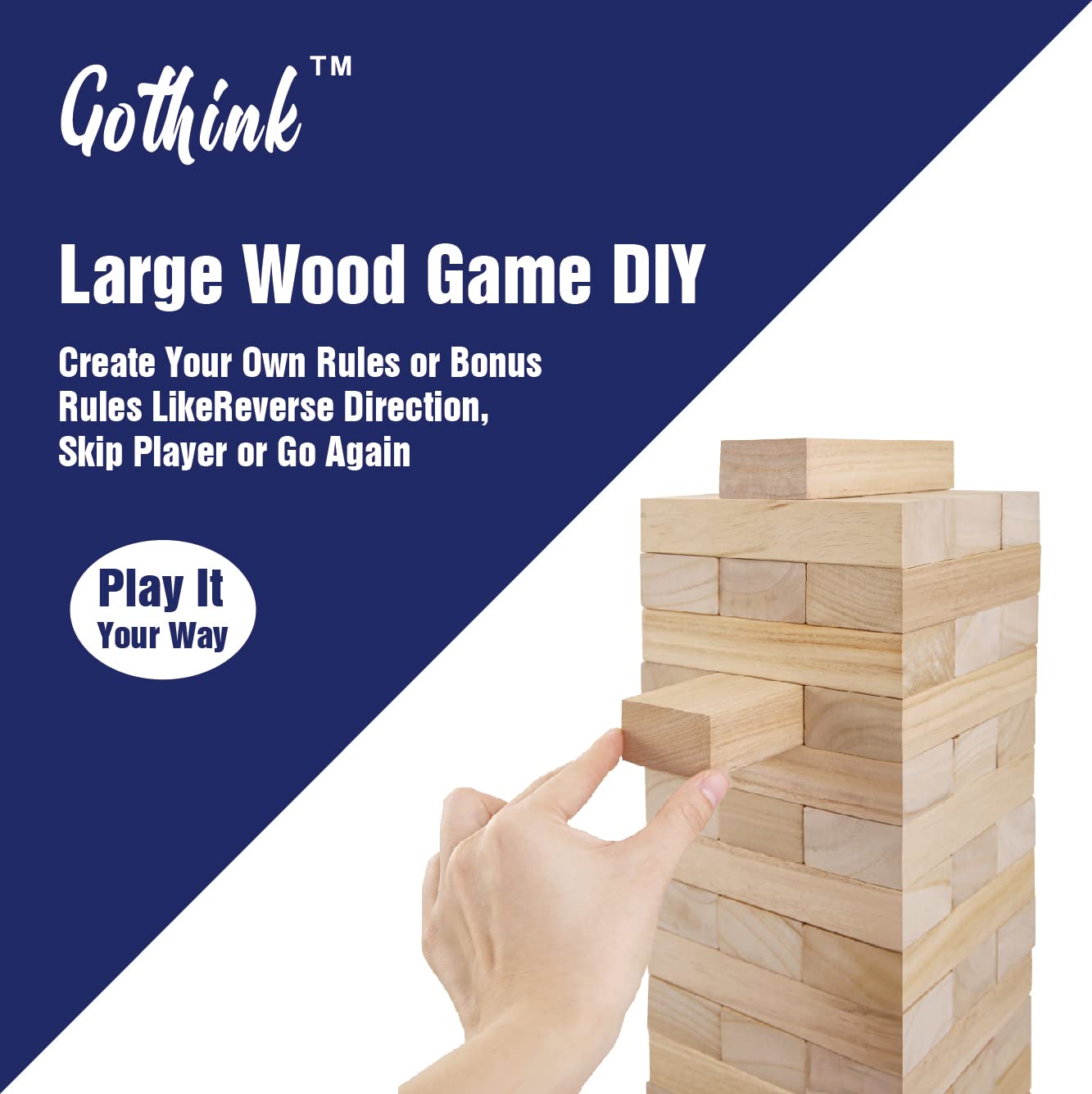 Fugocen Giant Tumble Tower Game, 54 Wooden Blocks photo 6
