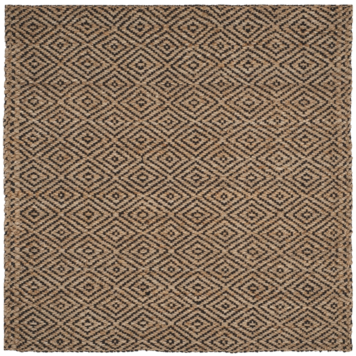 SAFAVIEH Natural Fiber Emory Geometric Jute Area Rug, Natural/Black, 7' x 7' Square