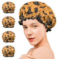 thumbnail image 7 of Shower Caps,Witch Hat Halloween Pattern Waterproof Shower Cap for Women 4 Pieces,Double Reusable Hair Cover for Shower PEVA Elastic Stretch Hem, 7 of 7