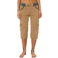 thumbnail image 2 of Brown Cargo Pants Women's Color Blocking Elastic Waist Multi Pocket Loose Work Casual Pants, 2 of 6