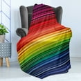 thumbnail image 4 of Abstract Soft Flannel Fleece Blanket, Digital Rainbow Stripes with Gradient Neon Effects Featured Horizontal Bands Print, Cozy Plush for Indoor and Outdoor Use, 60" x 80", Multicolor, by Ambesonne, 4 of 5