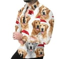 thumbnail image 2 of qolati Mens Christmas Shirts Casual Printed Long Sleeve Button Up Dress Shirt Male Winter Festival Shirts Santa Claus Party Hawaii Blouses Top, 2 of 8