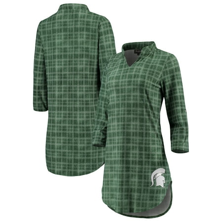 Michigan State Spartans Women's Best Dressed Plaid V-Neck 3/4-Sleeve Tunic Shirt -