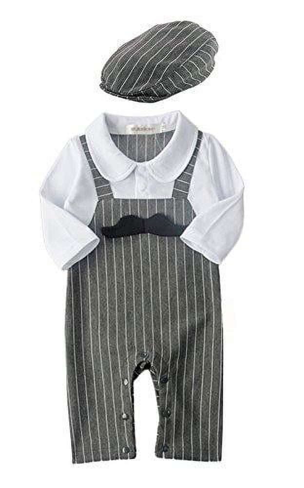 stylesilove 3D Mustache Long Sleeve Baby Boy Romper Onesie Clothing Set - 2 Colors