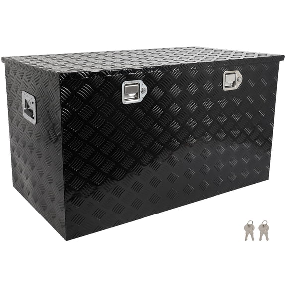 SCITOO 44 Inch Aluminum Truck Bed Tool Box,Heavy Duty Diamond Plate Trailer Tool Box with Lock Keys,Tool Storage Organizer Chest for Pick up,Truck Bed,ATV,RV TrailerWaterproof Black 44X24X24