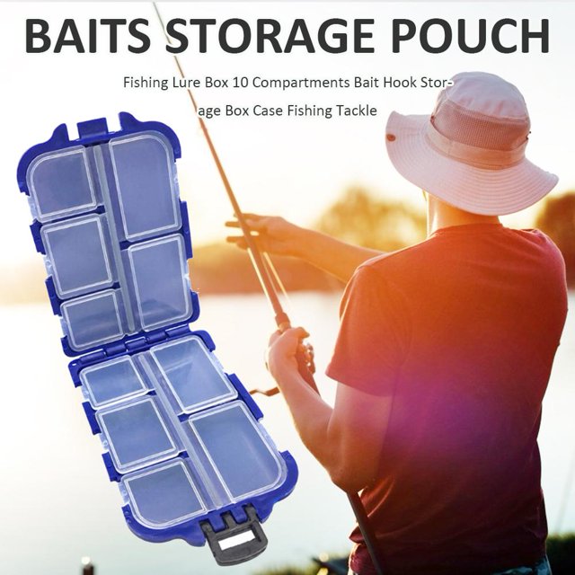 Estuche para señuelos de pesca Caja de almacenamiento de cebo de pescado de doble cara con 10 compartimentos portátiles