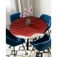 thumbnail image 5 of nqOlkjepod Red Ocean Waves Round Tablecloth, Fitted Table Cover with Elastic for 36"-44" Round Tables, Coastal Abstract Stripes Ombre Art Table Cloth Outdoor Dinning Party Waterproof Tablecloths, 5 of 6