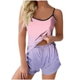 thumbnail image 2 of JMKQLZ Womens Gradient Sling Sleeveless Tank Splicing Shorts Casual Pajamas Set, 2 of 5