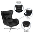 thumbnail image 4 of Black LeatherSoft High Back Swivel Wing Chair and Saddle Style Wing Ottoman Set, 4 of 10